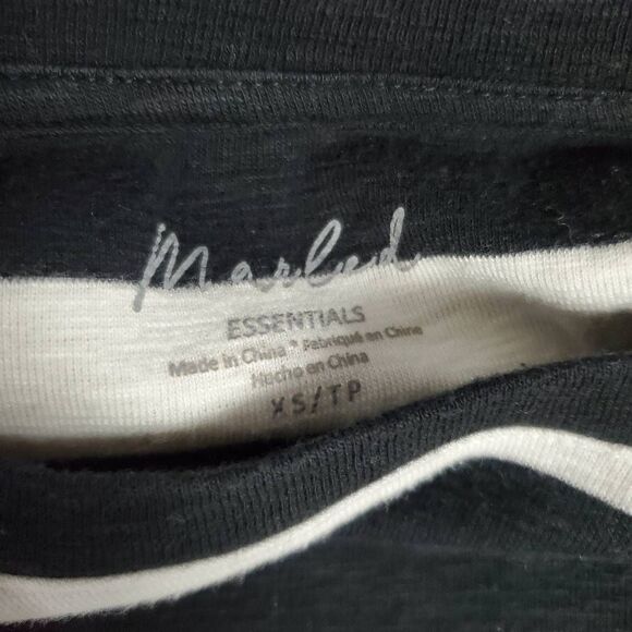 Marled Essentials Black White Striped Tee XS - Picture 4 of 6